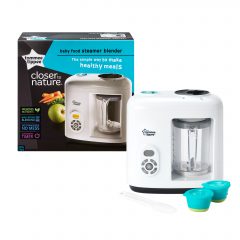 MANZ, Closer to Nature, Baby Food Steamer Blender, product and packaging